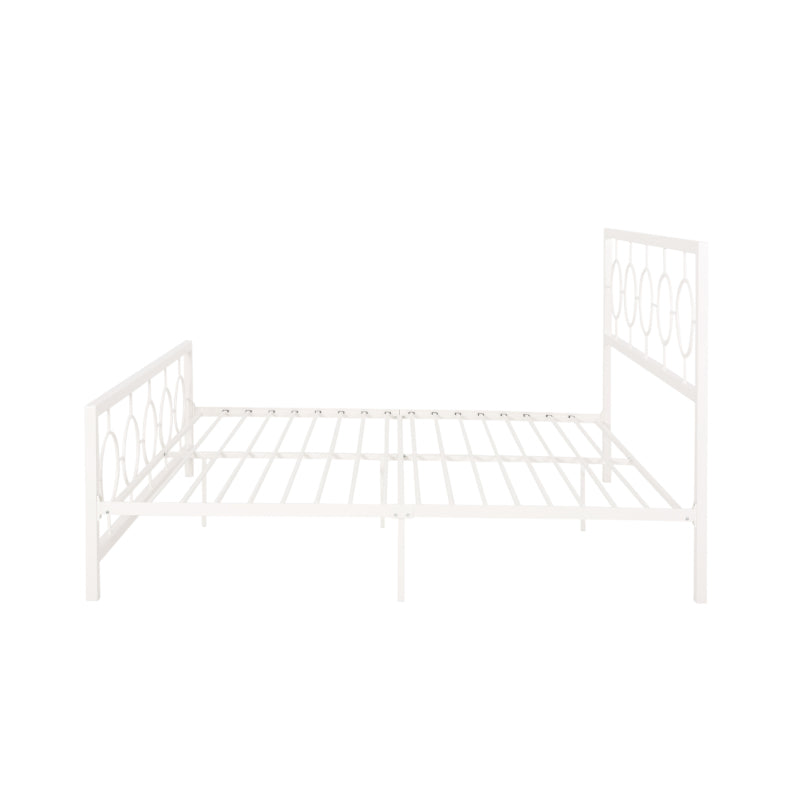 White King Classical Metal Bed | Circular Headboard & Storage Space