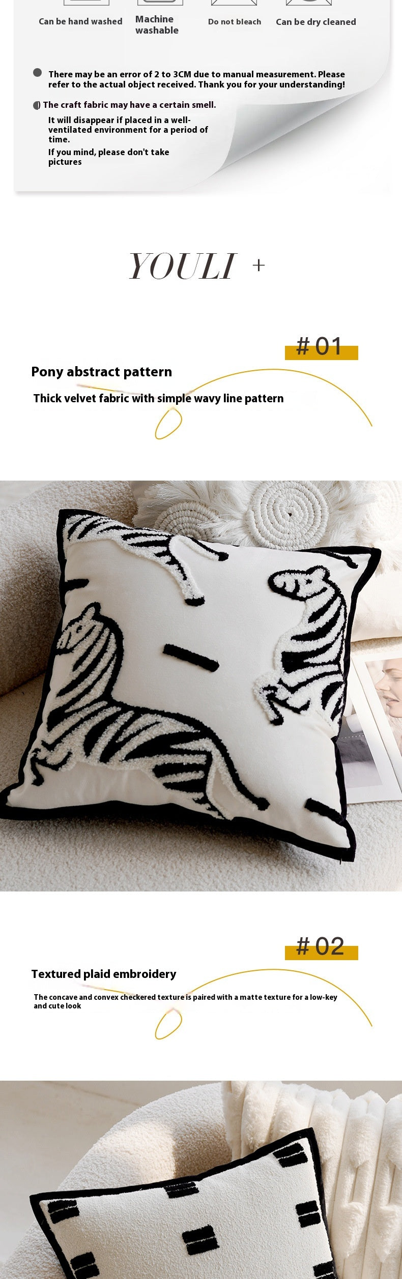 Retro Pony Embroidered Pillow Cover – Nordic Luxury Sofa Cushion – No Insert