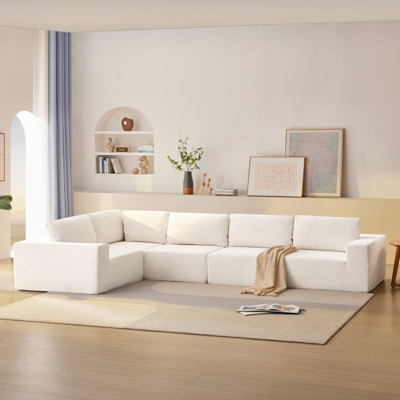 109" Modular L-Shape Sectional Sofa Set - 2PC Living Room Couch, Cream