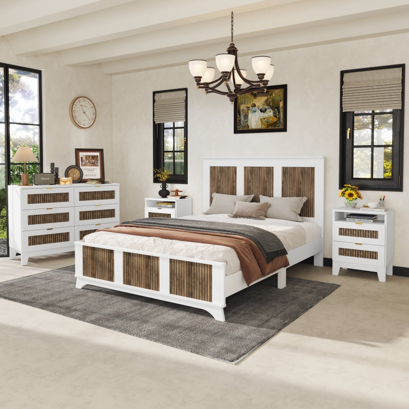 4-Piece Queen Bed Set | Platform Bed w Storage, Nightstand & Dresser