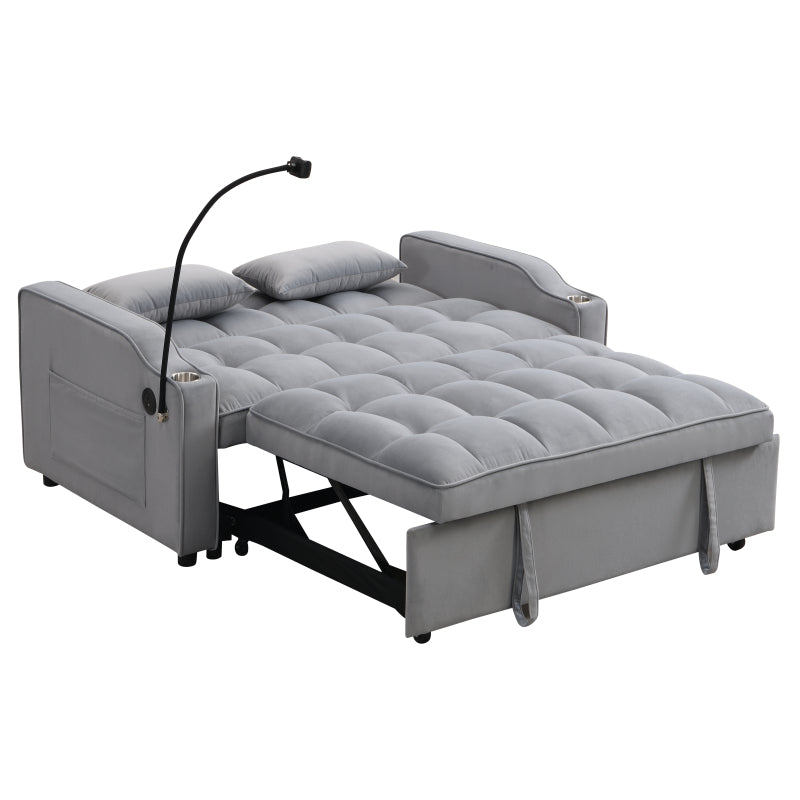 Modern Sofa Couch w/Pullout Bed,Small  with adjustable Reclining Backrest