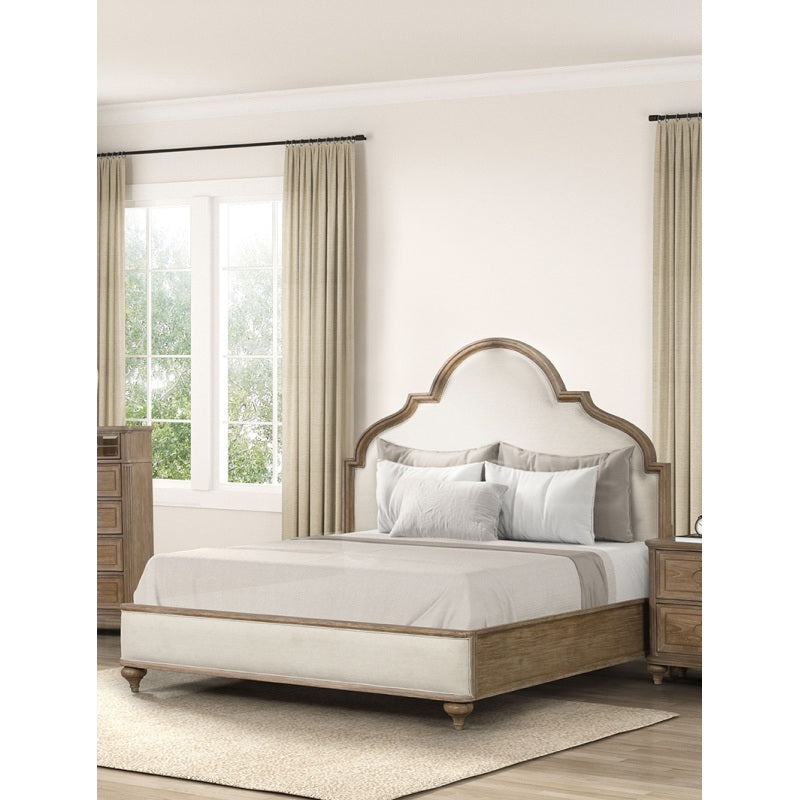 Rustic Oak 3-Piece Queen Bed Set | Solid Wood w/ Unique Legs & USB Ports