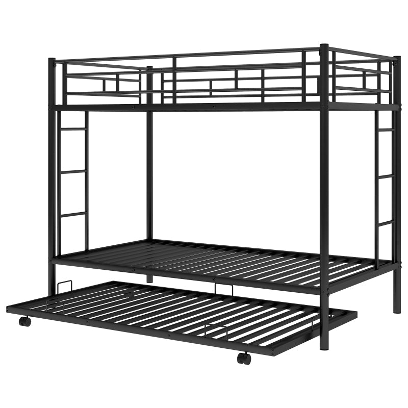 Twin over Twin Bunk Bed with Trundle, Black