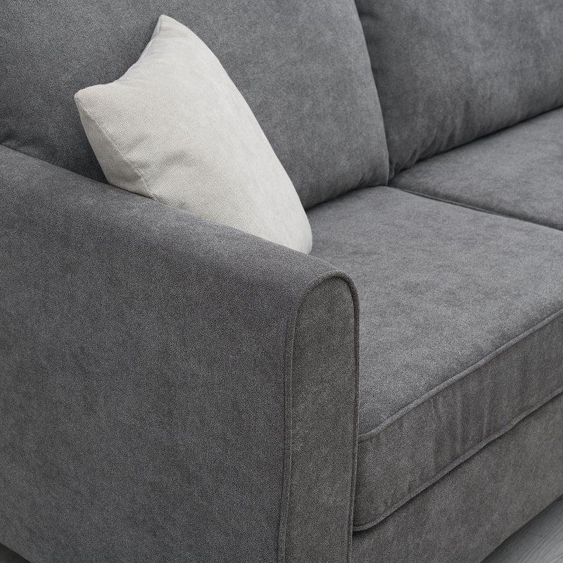 91" Modern L-Shape Sectional Sofa - Upholstered Couch with 3 Pillows