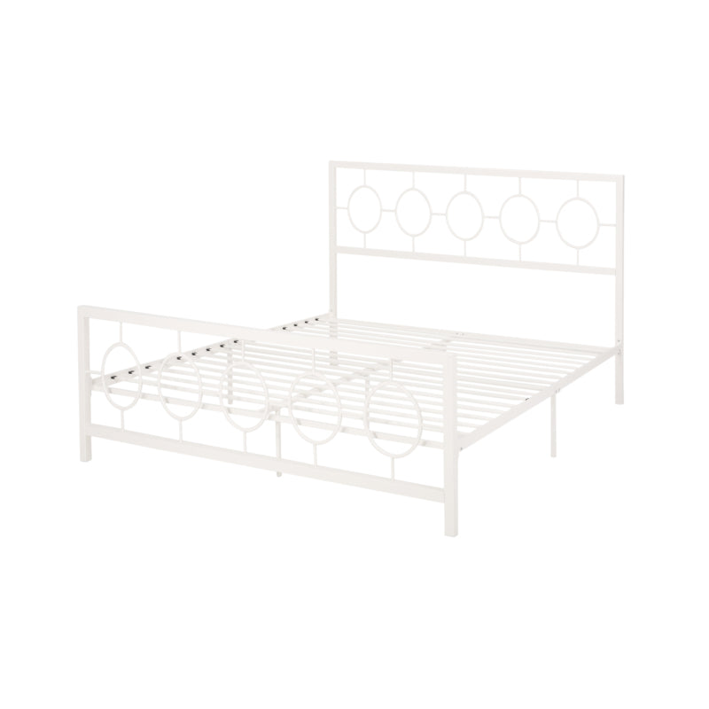White King Classical Metal Bed | Circular Headboard & Storage Space