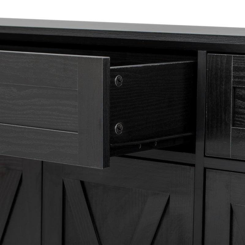 Black Farmhouse Buffet Sideboard with Door Shelves