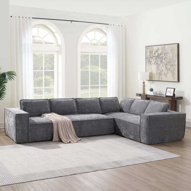 109" Modular L-Shape Sectional Sofa Set - 2PC Living Room Couch, Cream