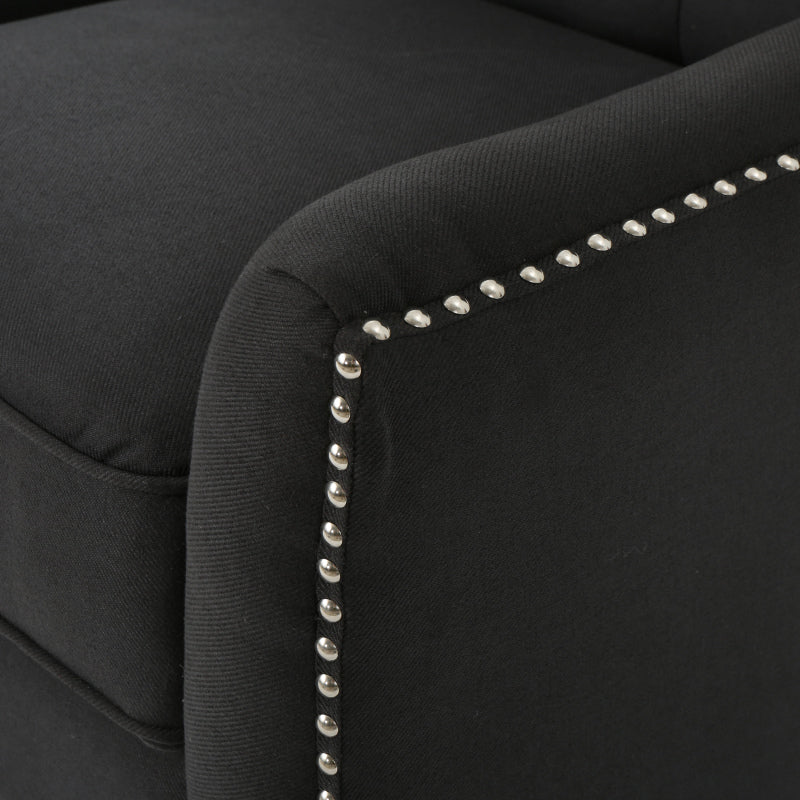 Final Sale Modern Dark Grey Fabric Push Back Recliner, Antique Dark Grey