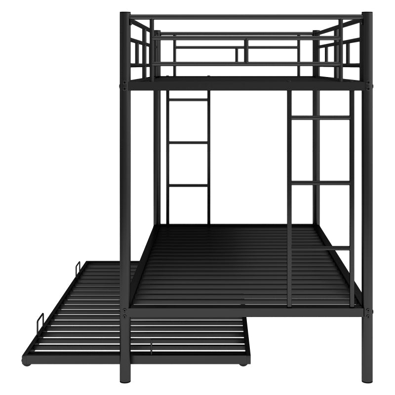 Twin over Twin Bunk Bed with Trundle, Black