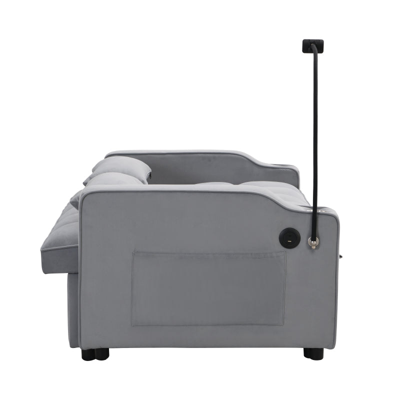 Modern Sofa Couch w/Pullout Bed,Small  with adjustable Reclining Backrest