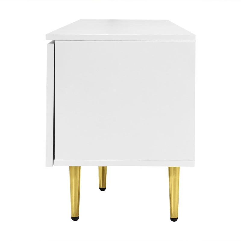 Modern TV Stand with Glass Doors & LED Lights, 67"