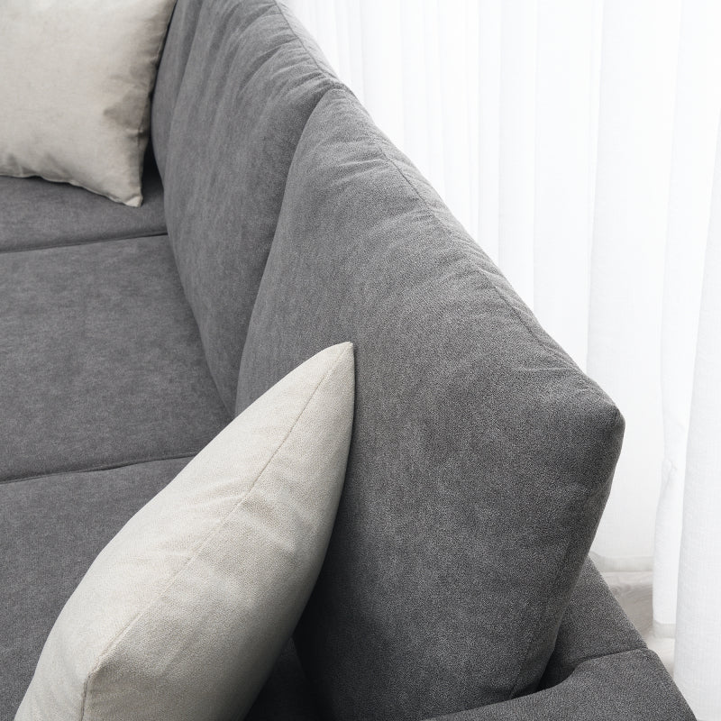 91" Modern L-Shape Sectional Sofa - Upholstered Couch with 3 Pillows