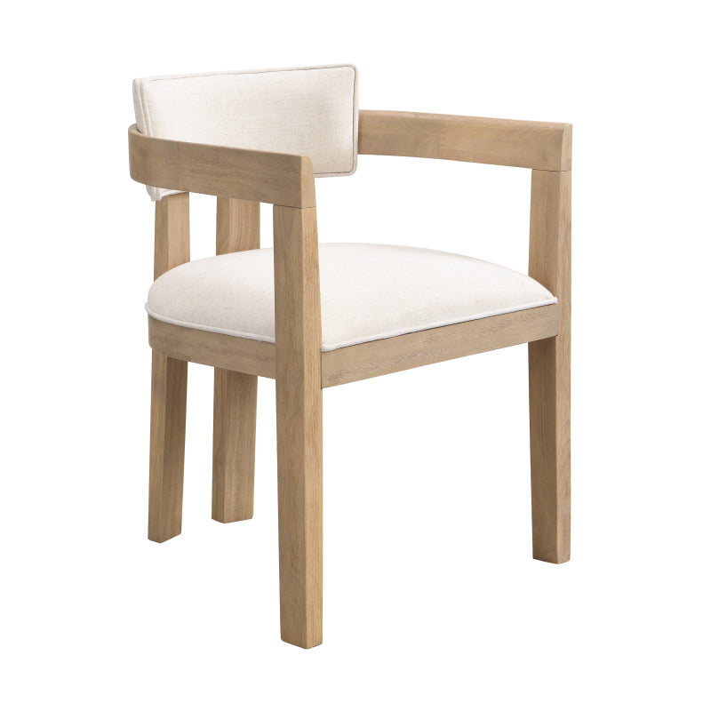 Dining Chair With Armrest-Light Ash+Beige