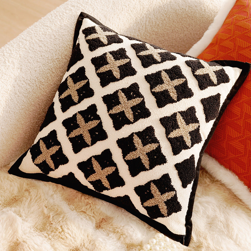 French Style Light Luxury High-End Black Living Room Sofa Cushion Vintage Cushion Rose Red Bay Window Cushion Lumbar Pillow