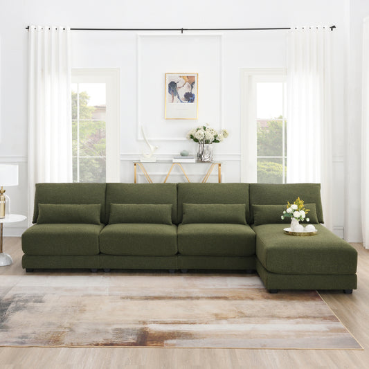 120" Oversized Sectional Sofa with Reversible Chaise - 5 Seat L-Shape Couch