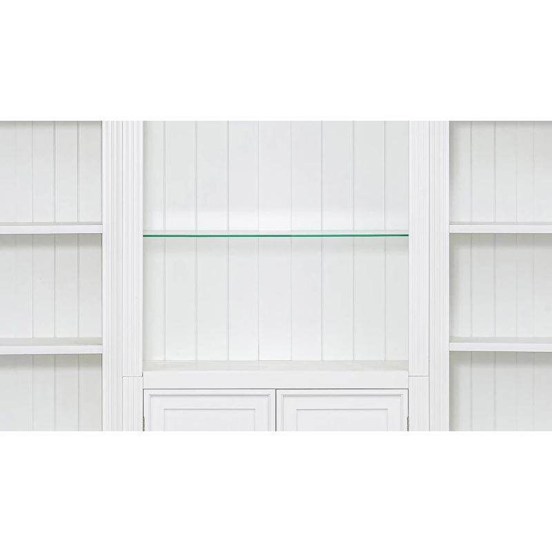 79" Tall LED Bookcase Display Cabinet - 3-Piece Retro Bookshelf with Glass Shelves, White