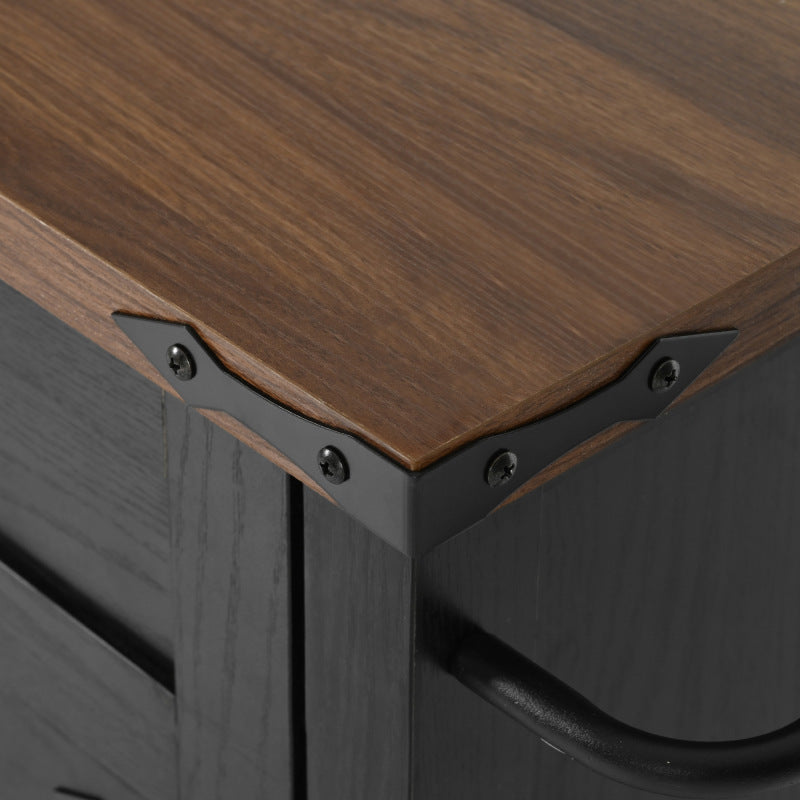 53.5" Farmhouse Kitchen Island with Drop Leaf & Power Outlet