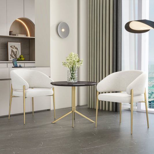 et of 2 Modern Beige Fabric Upholstered Dining & Kitchen Chairs