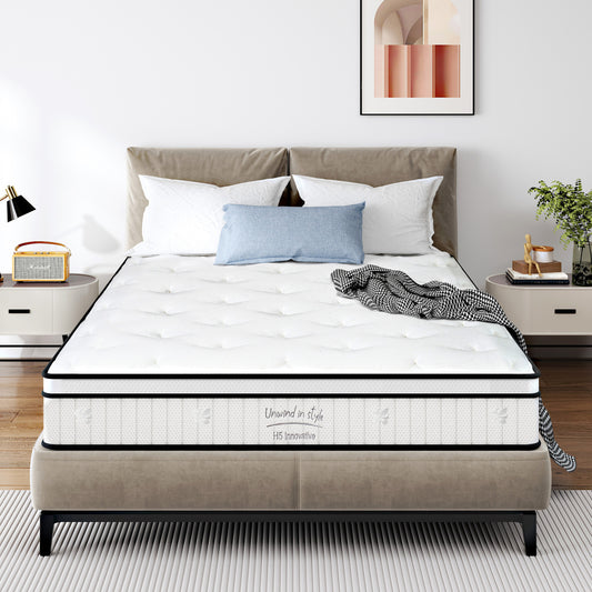 10 Inch Full Mattress Hybrid | Memory Foam & Pocket Spring Coils, Medium Firm