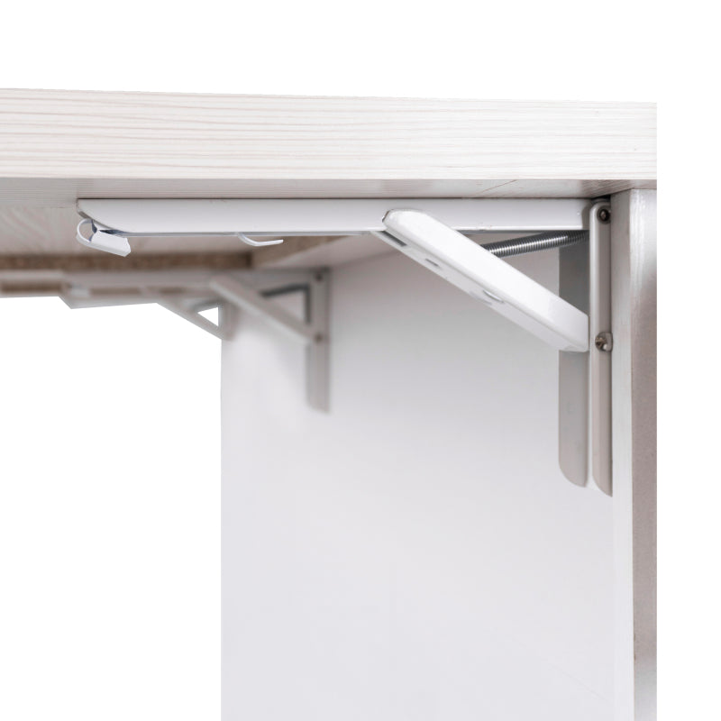 White Kitchen Island with Trash Cabinet & Drop Leaf