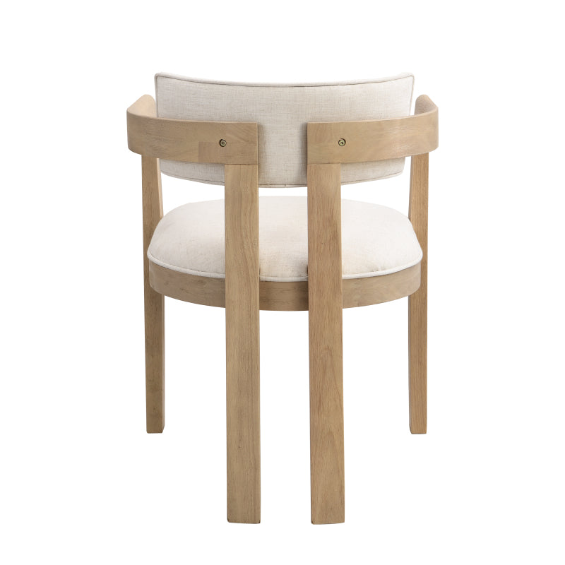 Dining Chair With Armrest-Light Ash+Beige