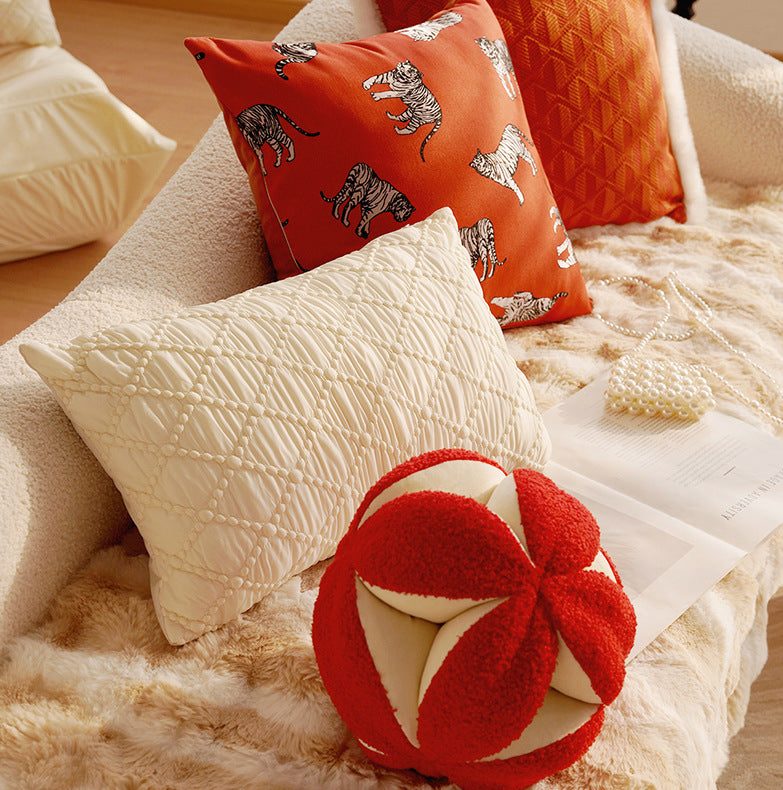 French Style Light Luxury High-End Black Living Room Sofa Cushion Vintage Cushion Rose Red Bay Window Cushion Lumbar Pillow