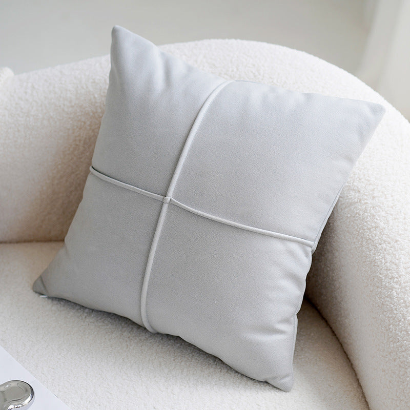 Cream & Gray Patchwork Pillow Cover – Nordic Modern Luxury Cushion – No Insert