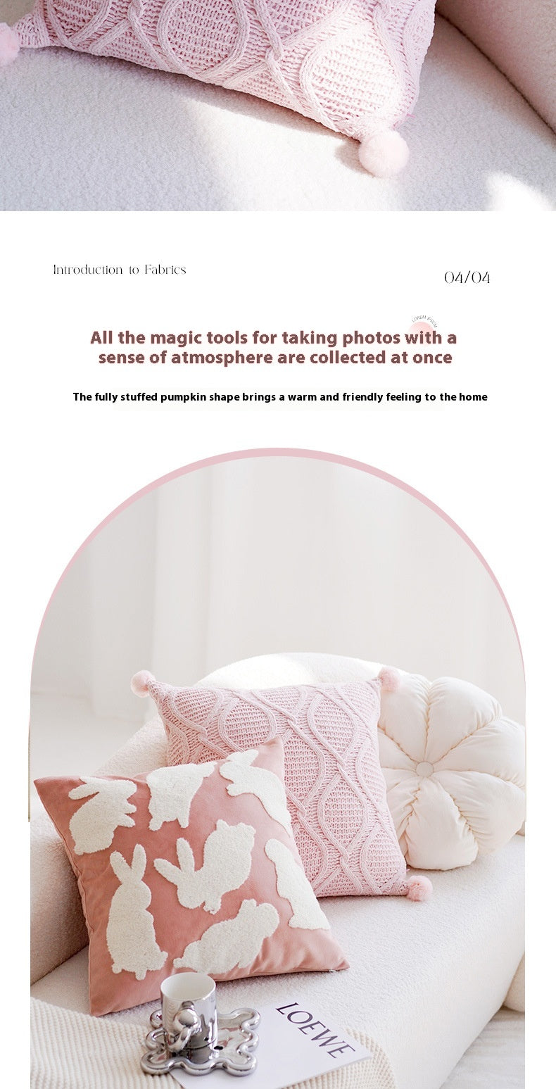 Pink Velvet Throw Pillow – Round Floor Cushion for Girl’s Room or Living Room-No insert