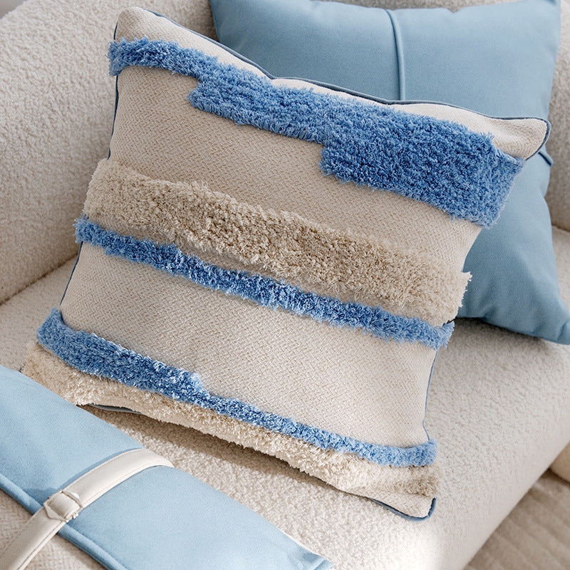 Vintage  Cartoon Cream Blue Cushion Pillow Sofa  Pillow Cover Bed