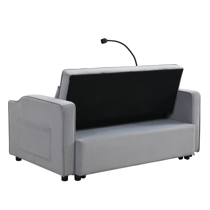 Modern Sofa Couch w/Pullout Bed,Small  with adjustable Reclining Backrest