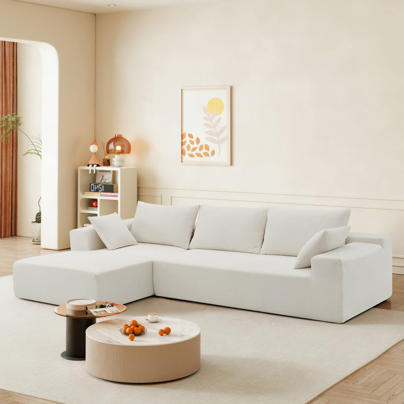 109" Modular L-Shape Sectional Sofa Set - 2PC Living Room Couch, Cream
