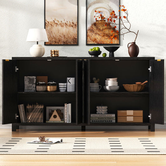 Farmhouse Fluted Sideboard – Buffet Cabinet with Storage