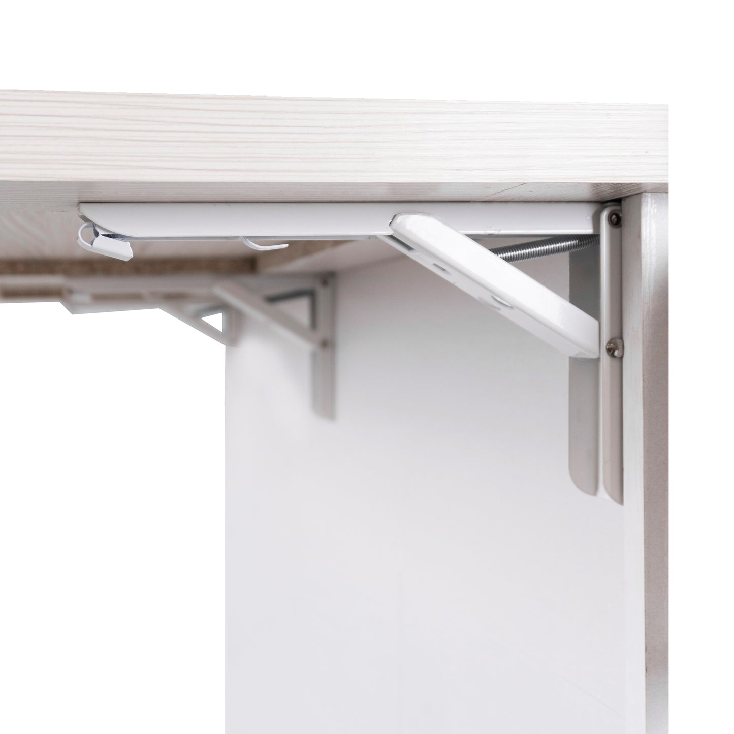 White Kitchen Island with Trash Cabinet & Drop Leaf