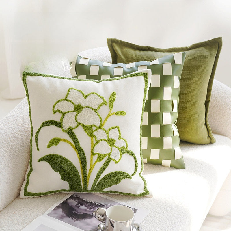 Green & Cream Wind Chime Pillow Cover – Cozy Sofa/Window Cushion – No Insert