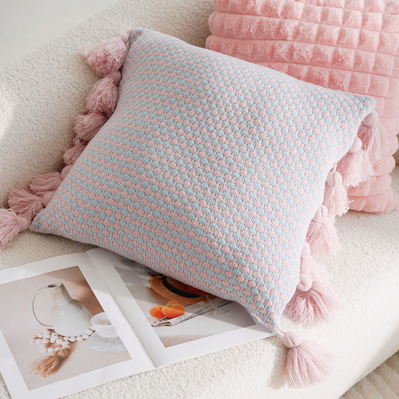 Pink Pastoral Pillow Cover – French Cream Style Cushion for Sofa or Bed – No Insert