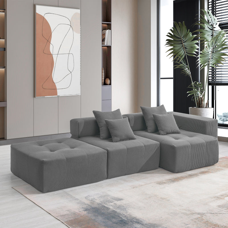 109" Modular L-Shape Sectional Sofa Set - 2PC Living Room Couch, Cream