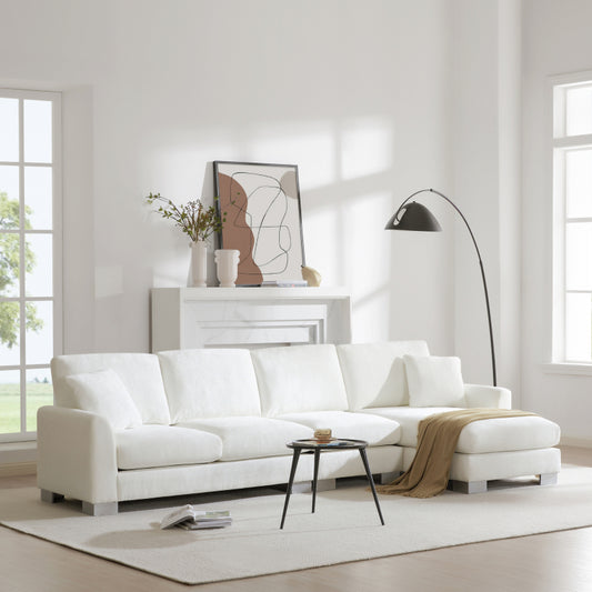 119" Oversized L-Shape Sectional Sofa - 5 Seat Chenille Couch with Chaise