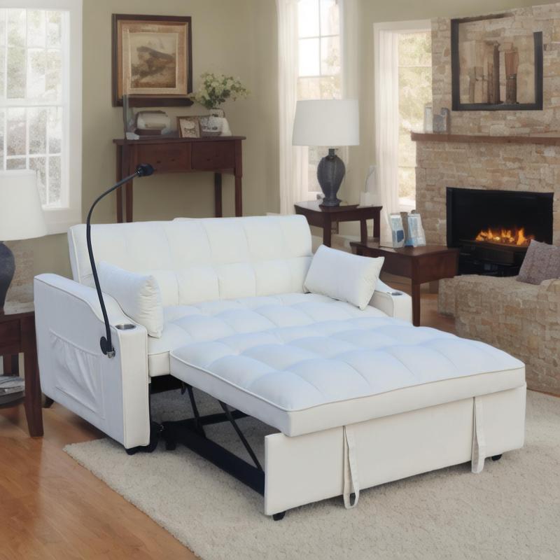 Modern Sofa Couch w/Pullout Bed,Small  with adjustable Reclining Backrest