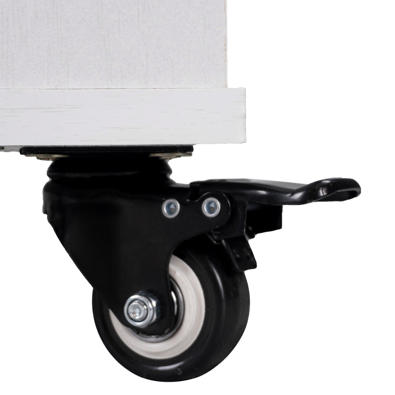 White Kitchen Island with Trash Cabinet & Drop Leaf