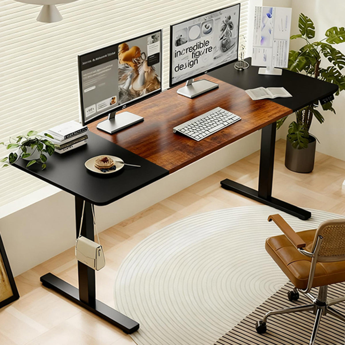 48" Electric Standing Desk Oak | Height Adjustable Office Table