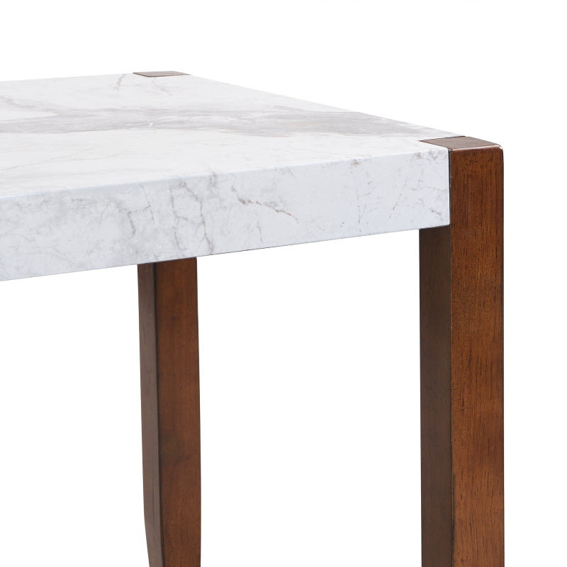 4-Piece Modern Dining Set - Faux Marble Table with 2 Chairs & Bench