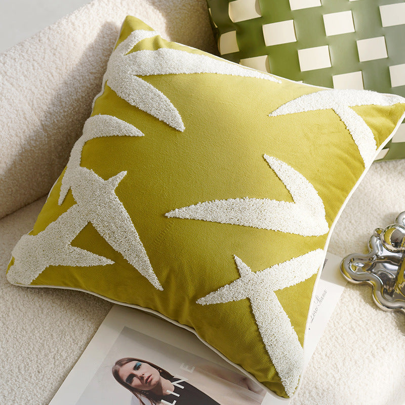 Green Bird Luxury Living Room Cushion Office Pillow Cover Pillowcase Homestay Sofa Waist Pillow Bay Window Cushion Bed