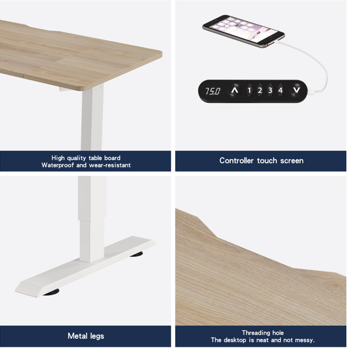 48" Electric Standing Desk Oak | Height Adjustable Office Table