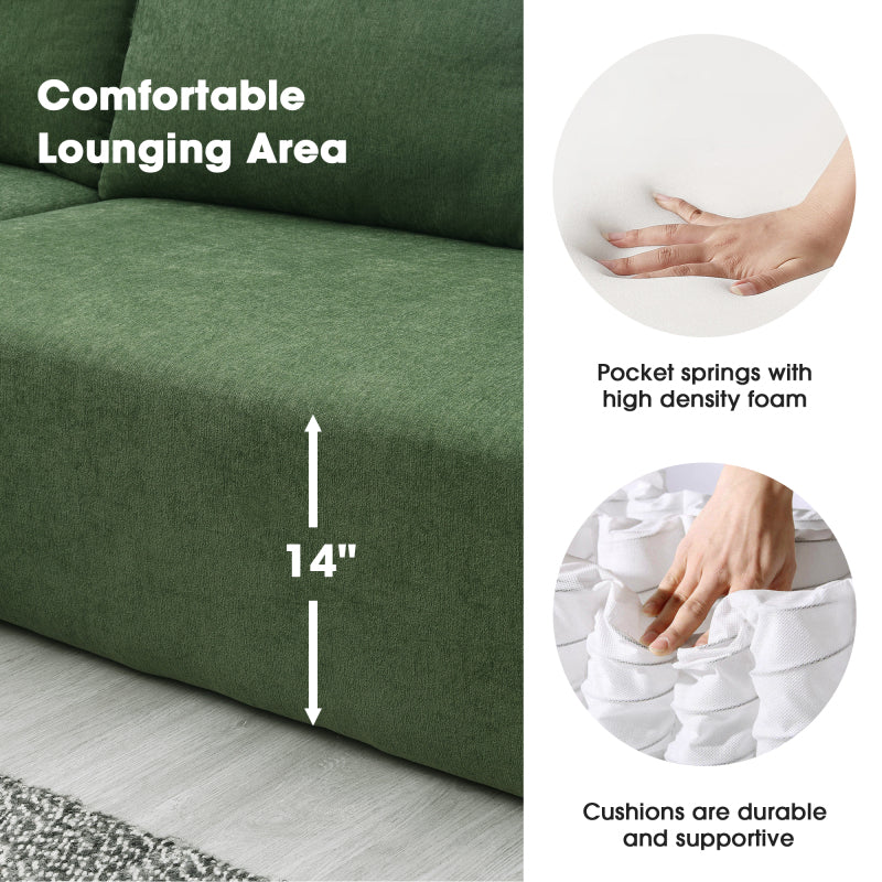 109" Modular L-Shape Sectional Sofa Set - 2PC Living Room Couch, Cream