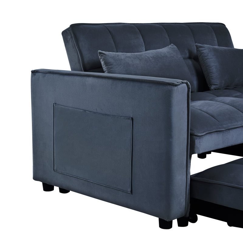 3-in-1 Convertible Sleeper Sofa | Black Velvet Pull Out Couch Bed
