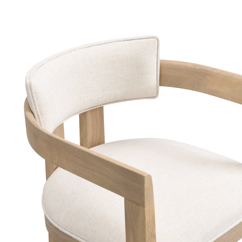 Dining Chair With Armrest-Light Ash+Beige