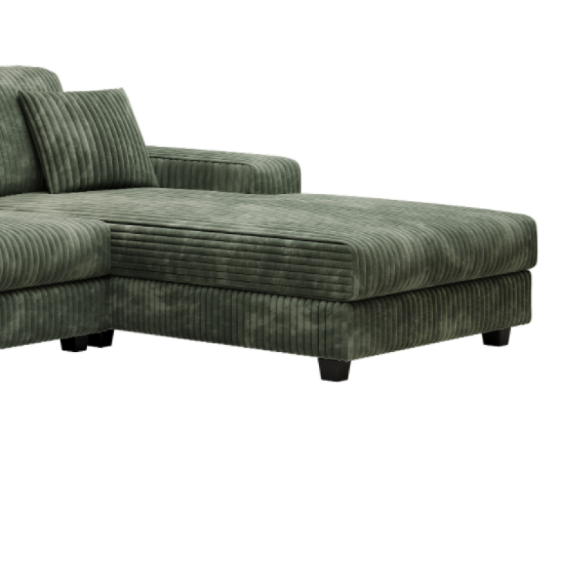 U-Shaped 4 Seat Corduroy Sectional Sofa, Green