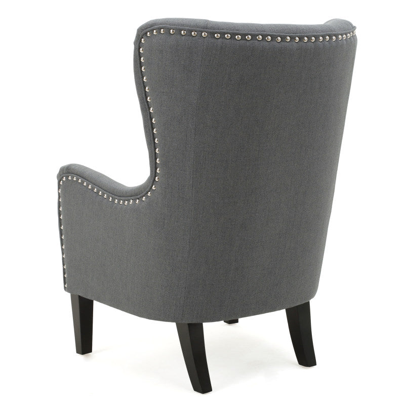 Hi-Back Studded Arm Chair: Elegant Seating for Living Room & Study