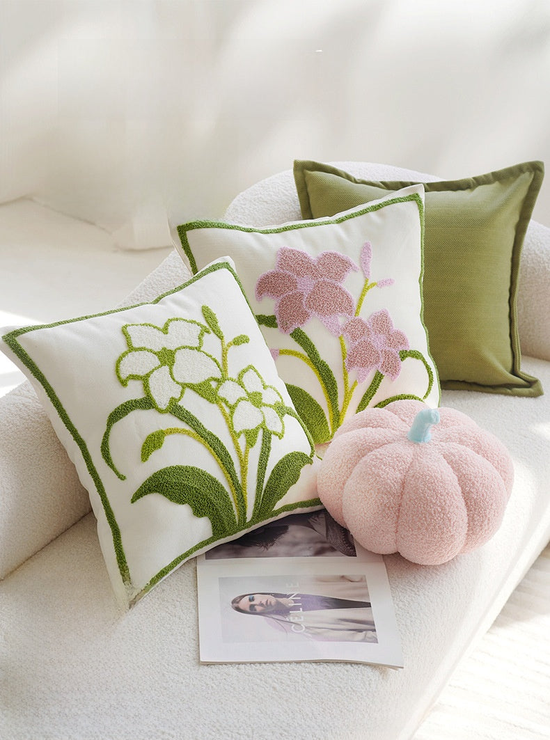 Green & Cream Wind Chime Pillow Cover – Cozy Sofa/Window Cushion – No Insert