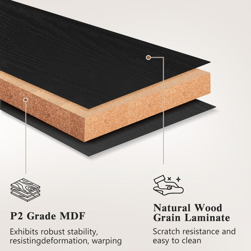 Black Farmhouse Buffet Sideboard with Door Shelves